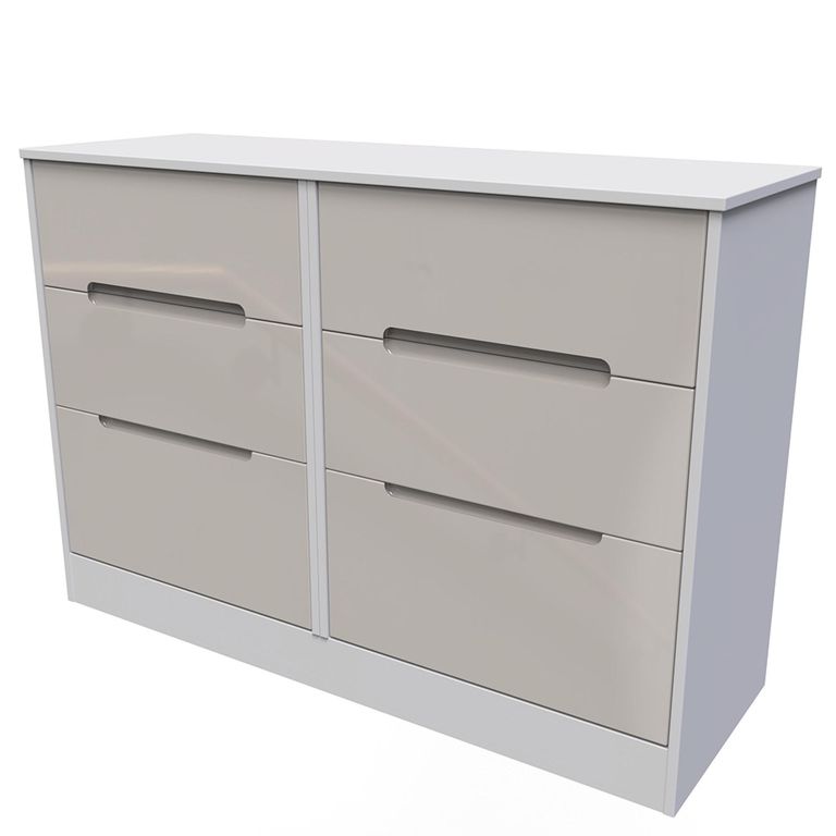 Monaco Chest - Midi - 6 Drawer - Cashmere Gloss and White