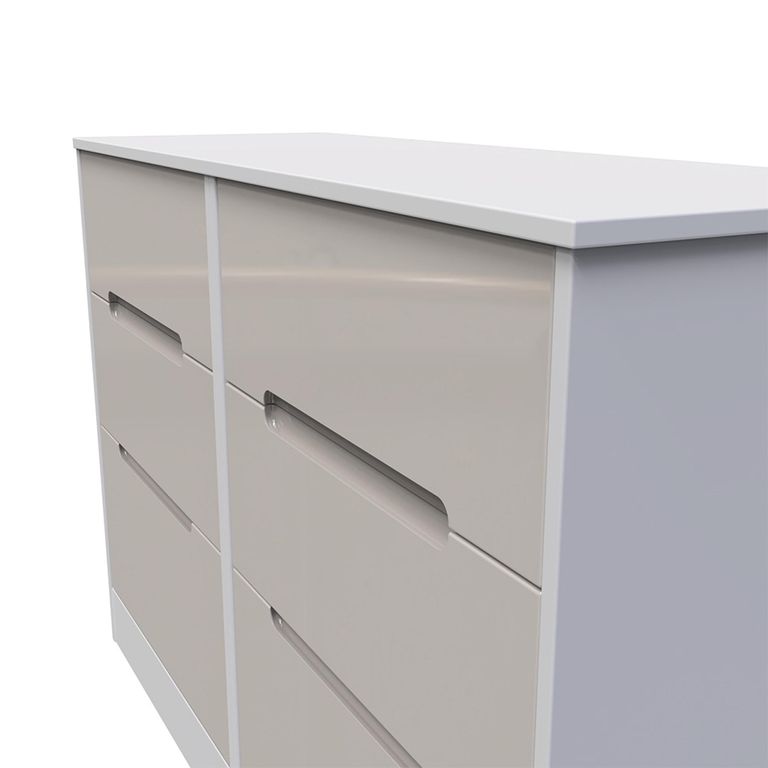 Monaco Chest - Midi - 6 Drawer - Cashmere Gloss and White