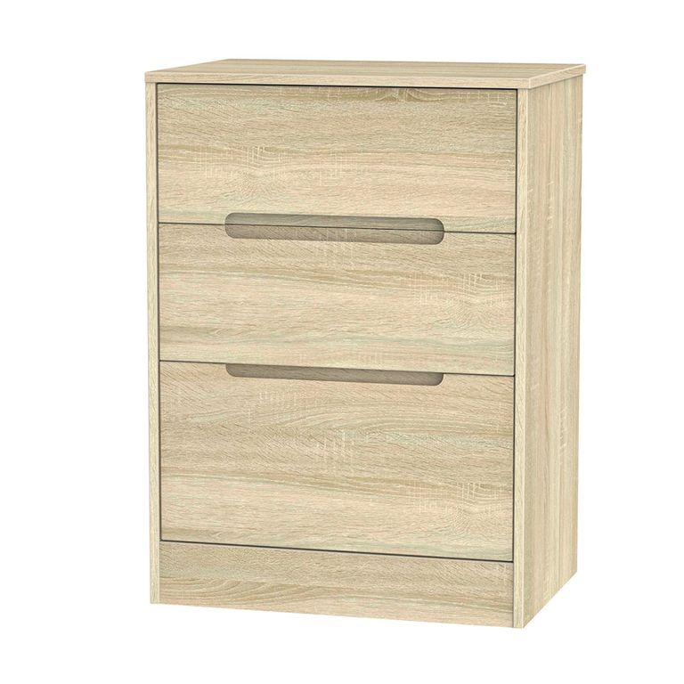 Monaco Chest - Deep Midi - 3 Drawer - Oak