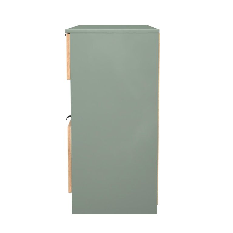 Bora Chest - 4 Drawer - Open Shelf - Midi - Gold Craft Oak and Reed Green