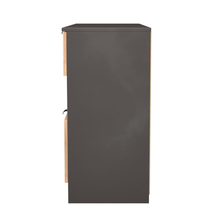 Bora Chest - 4 Drawer - Open Shelf - Midi - Gold Craft Oak and Graphite
