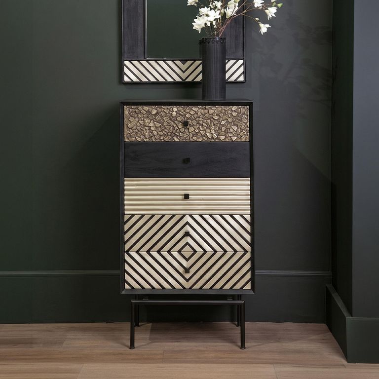 Boho Chest - 5 Drawer - Narrow - Black Mango Wood