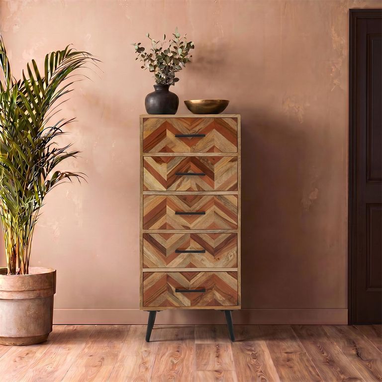 Boho Chest - 5 Drawer - Narrow - Mango Wood