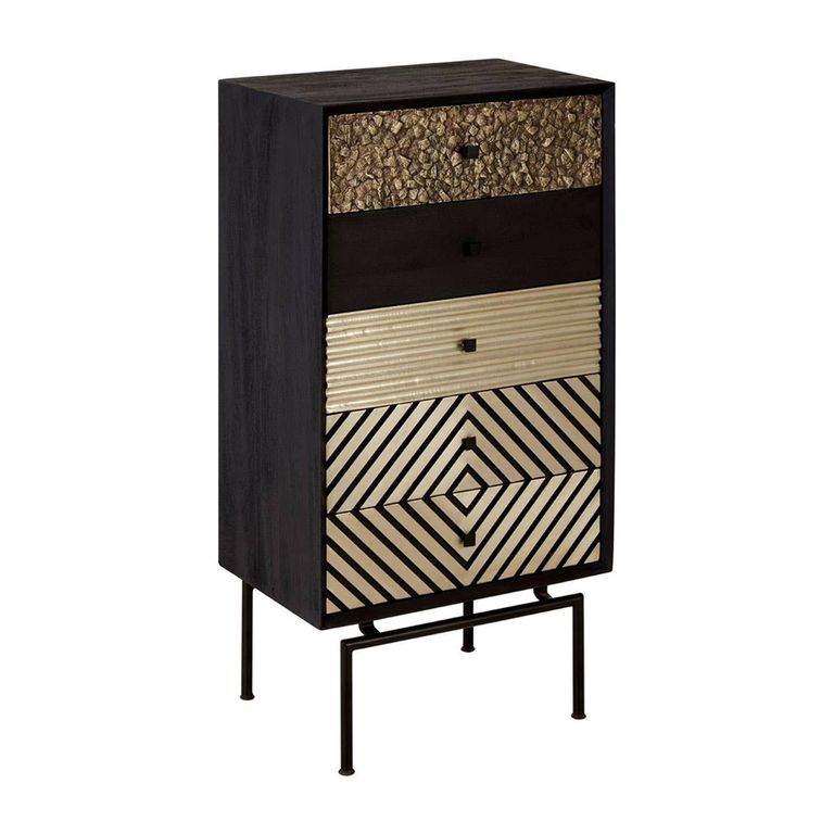 Boho Chest - 5 Drawer - Narrow - Black Mango Wood