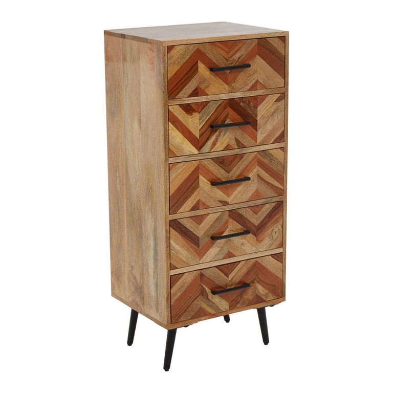 Boho Chest - 5 Drawer - Narrow - Mango Wood