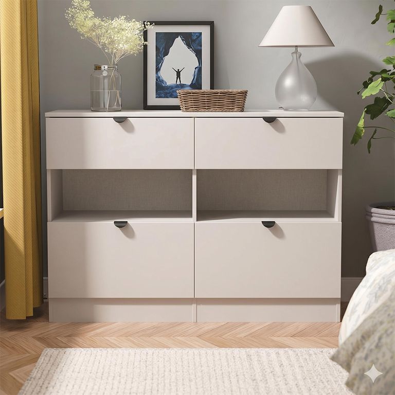 Bora Chest - 4 Drawer - Open Shelf - Midi - Kashmir Matt