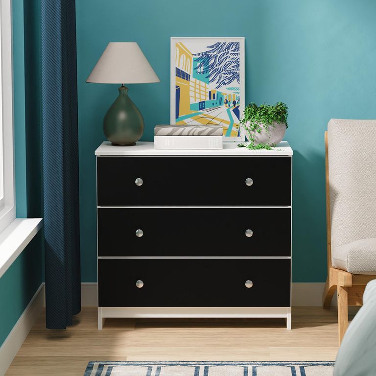 Yarmouth Chest - 3 Drawer - Black Matt and White Matt
