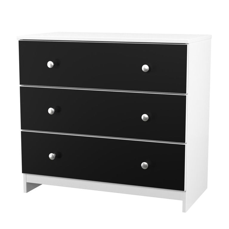 Yarmouth Chest - 3 Drawer - Black Matt and White Matt
