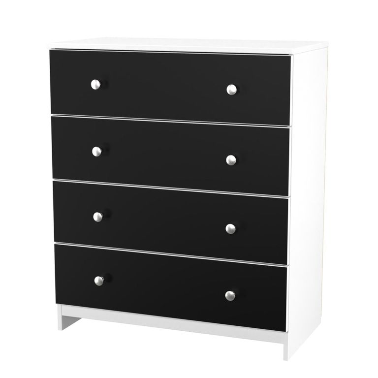 Yarmouth Chest - 4 Drawer - Black Matt and White Matt