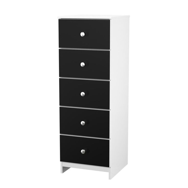 Yarmouth Chest - 5 Drawer - Narrow - Black Matt and White Matt