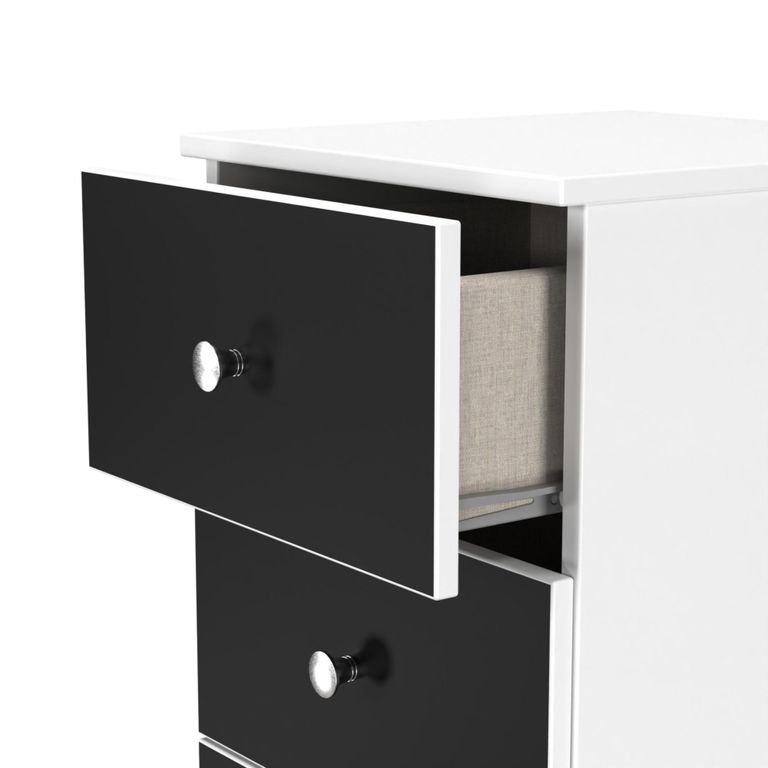 Yarmouth Chest - 5 Drawer - Narrow - Black Matt and White Matt
