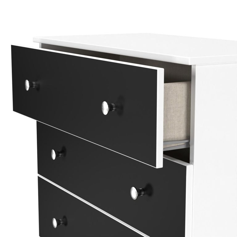 Yarmouth Chest - 5 Drawer - Wide - Black Matt and White Matt