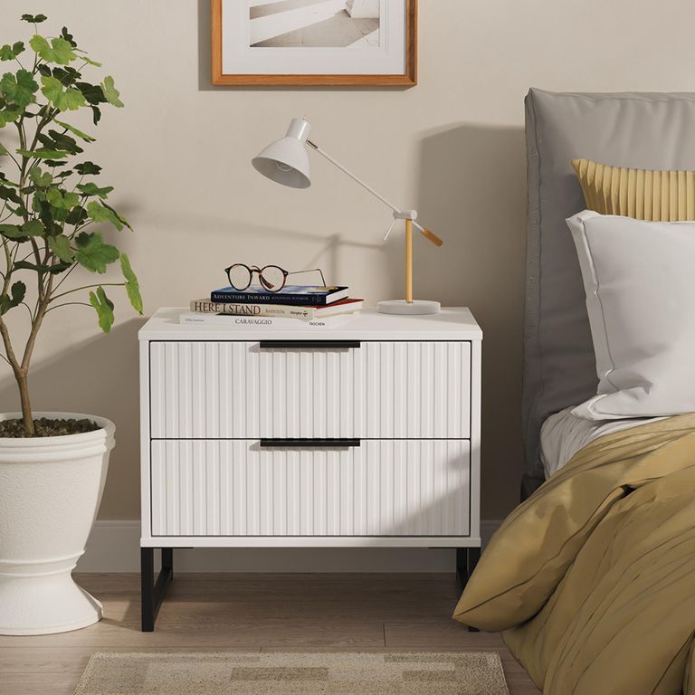 Fluted Chest - 2 Drawer - Midi - White Matt