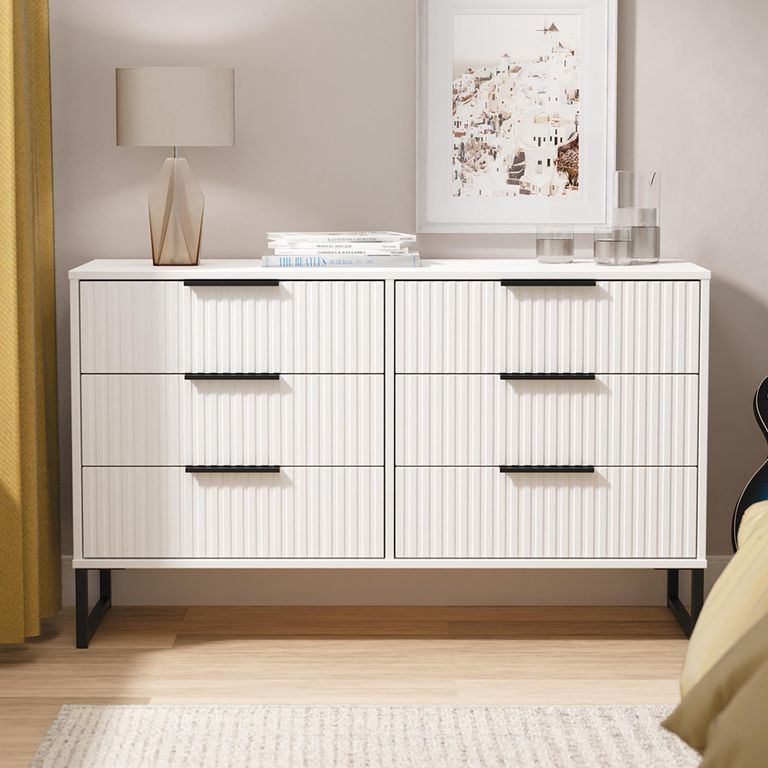 Fluted Chest - 6 Drawer - Midi - White Matt