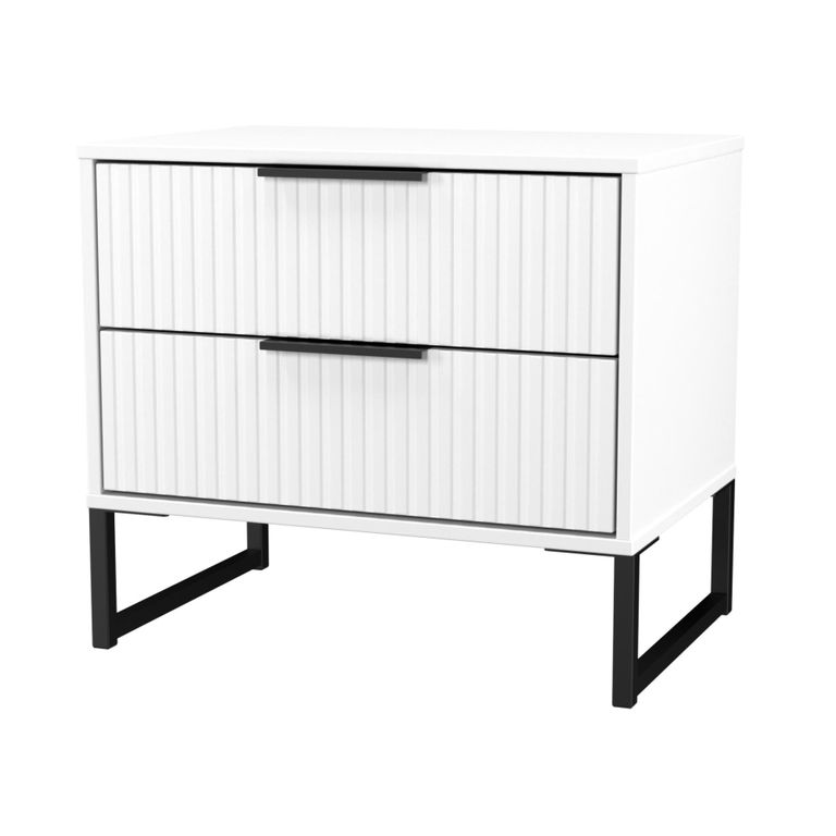 Fluted Chest - 2 Drawer - Midi - White Matt