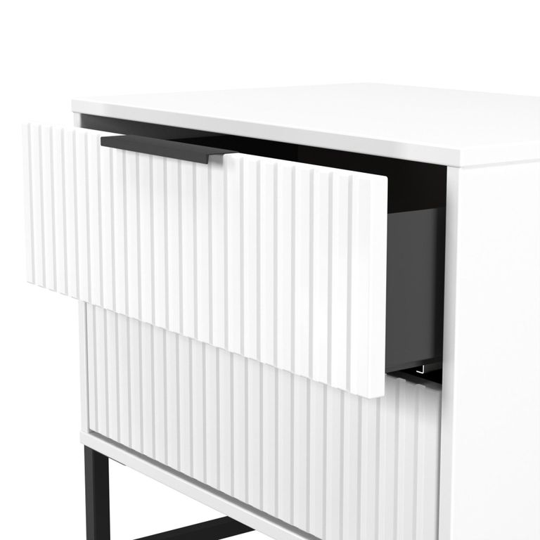 Fluted Chest - 2 Drawer - Midi - White Matt
