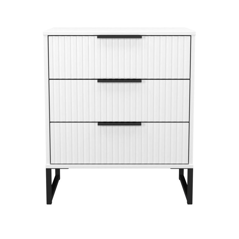 Fluted Chest - 3 Drawer - Midi - White Matt