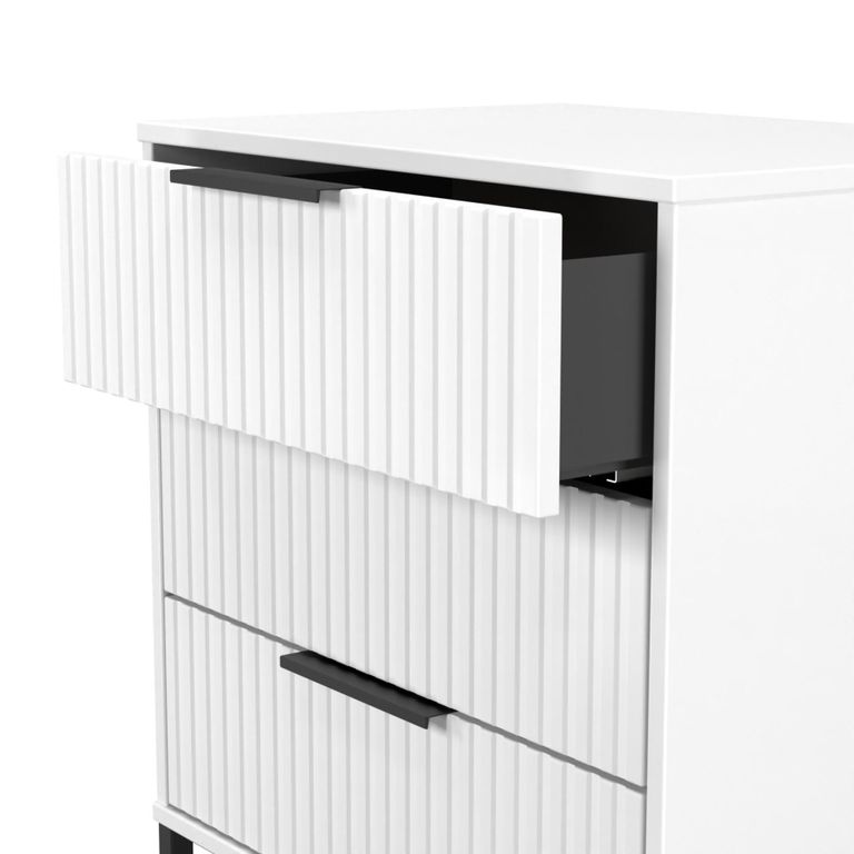 Fluted Chest - 3 Drawer - Midi - White Matt
