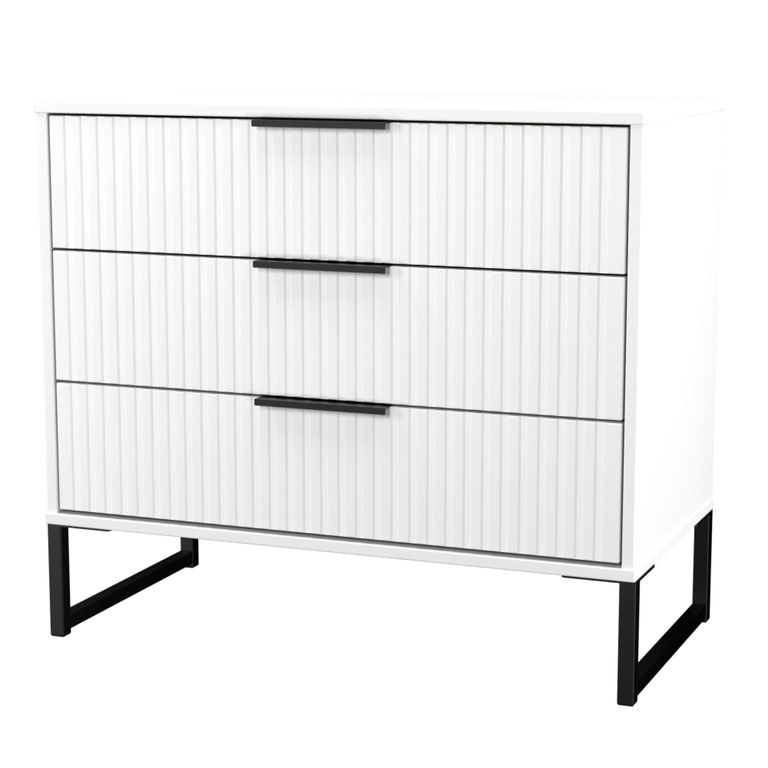 Fluted Chest - 3 Drawer - White Matt