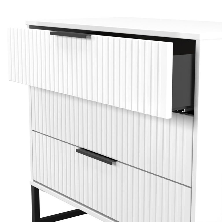 Fluted Chest - 3 Drawer - White Matt