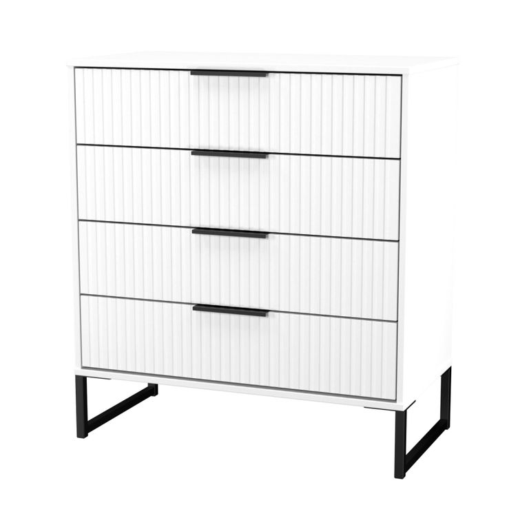 Fluted Chest - 4 Drawer - White Matt