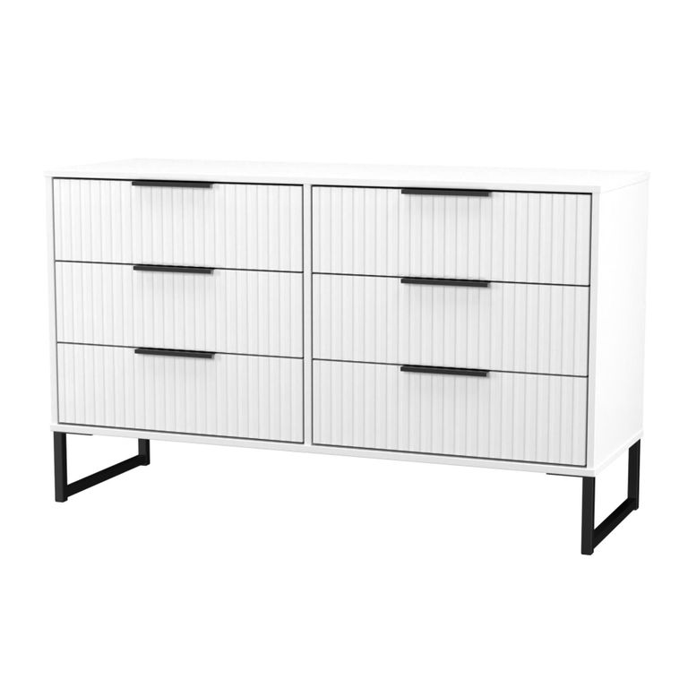 Fluted Chest - 6 Drawer - Midi - White Matt
