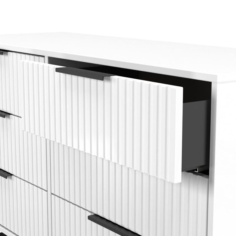 Fluted Chest - 6 Drawer - Midi - White Matt