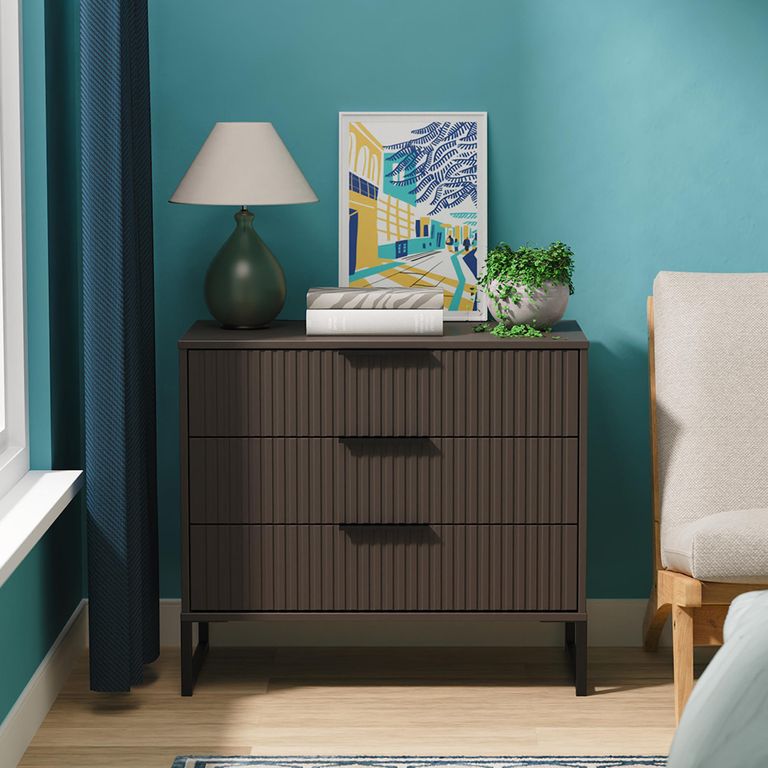 Fluted Chest - 3 Drawer - Graphite
