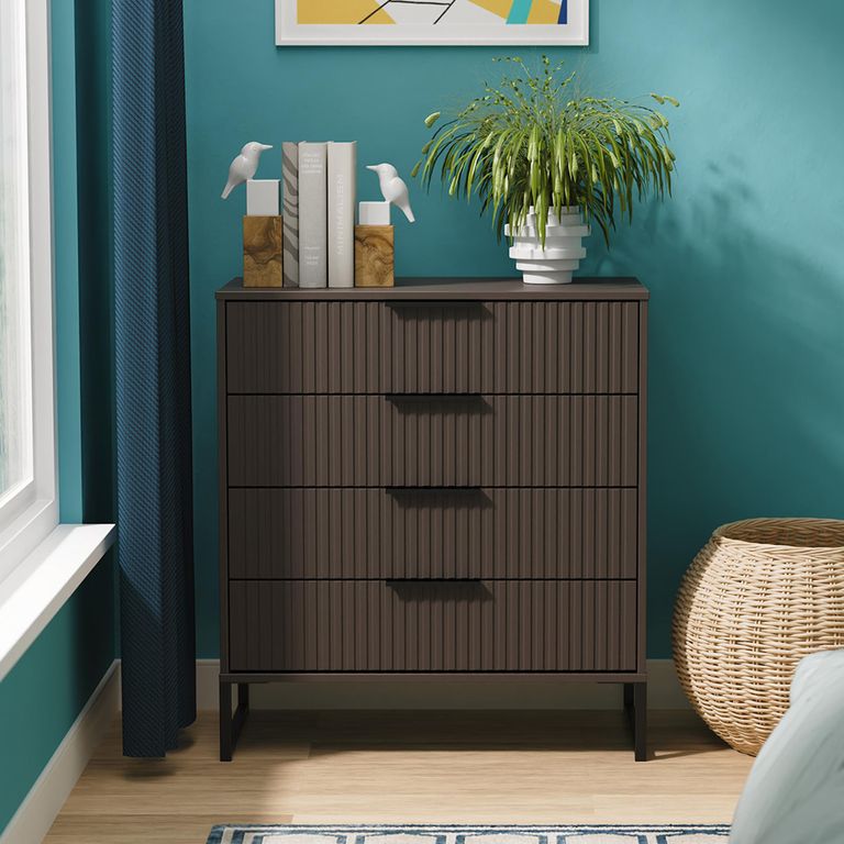 Fluted Chest - 4 Drawer - Graphite