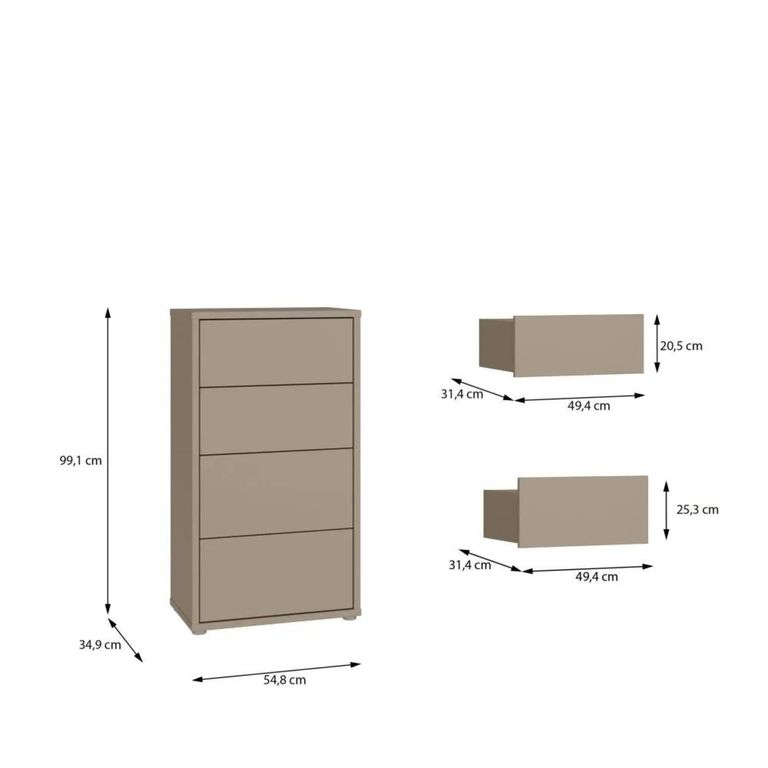 Clearance - Alice Springs Chest - 4 Drawer - Tall - Taupe - FSS17337