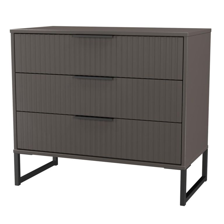 Fluted Chest - 3 Drawer - Graphite