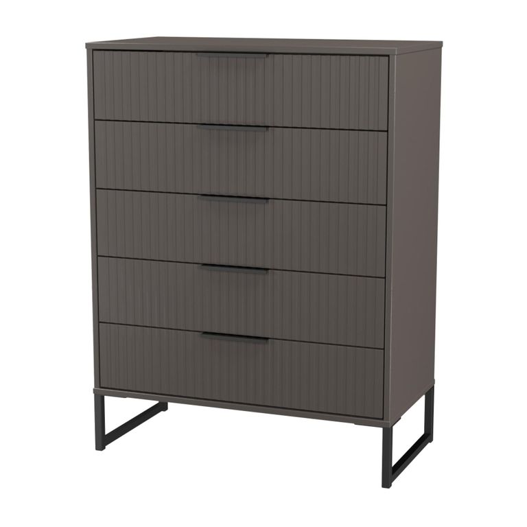 Fluted Chest - 5 Drawer - Wide - Graphite