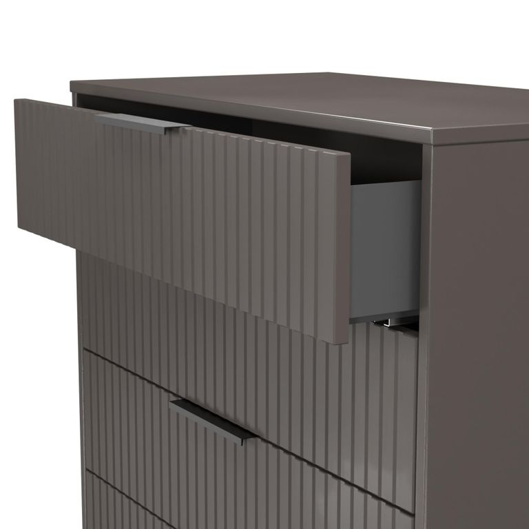 Fluted Chest - 5 Drawer - Wide - Graphite