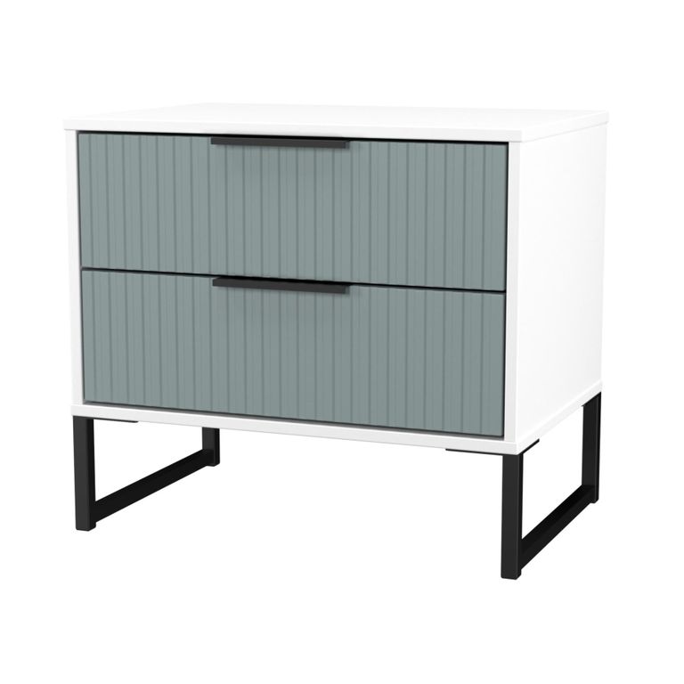 Fluted Chest - 2 Drawer - Midi - Duck and White Matt