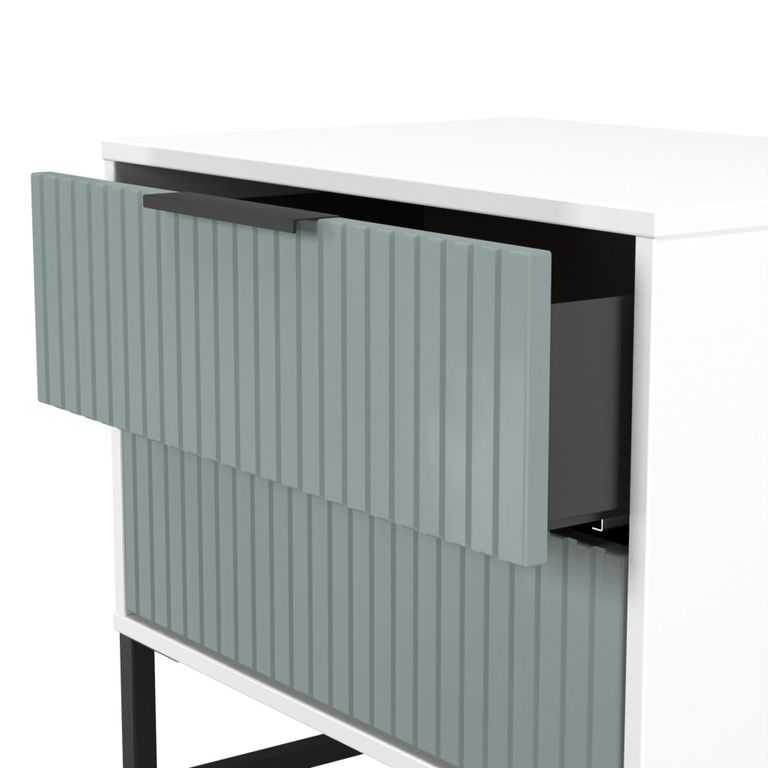 Fluted Chest - 2 Drawer - Midi - Duck and White Matt
