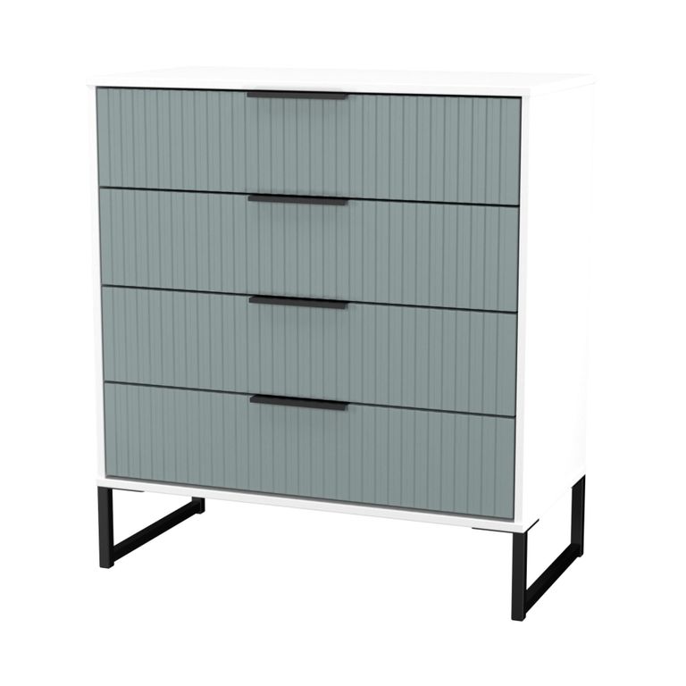 Fluted Chest - 4 Drawer - Duck and White Matt