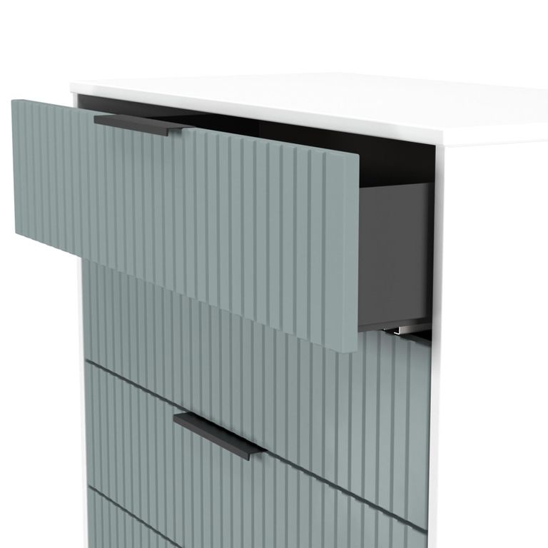 Fluted Chest - 4 Drawer - Duck and White Matt