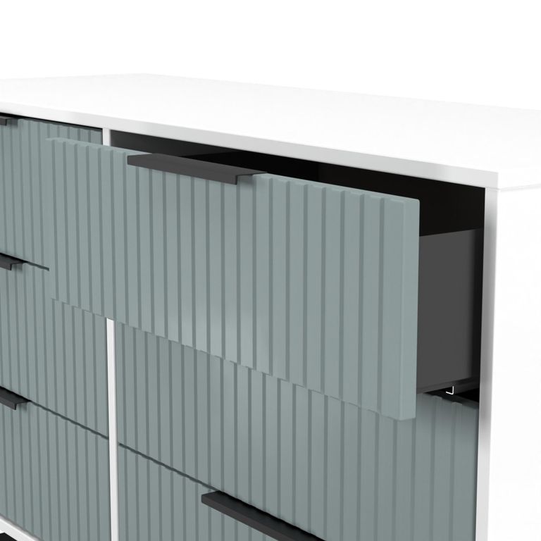 Fluted Chest - 6 Drawer - Midi - Duck and White Matt