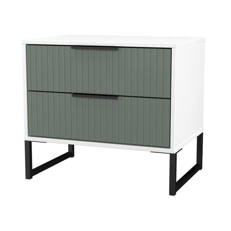 Fluted Chest - 2 Drawer - Midi - Reed Green and White Matt