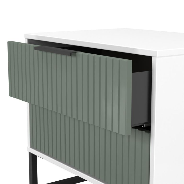 Fluted Chest - 2 Drawer - Midi - Reed Green and White Matt
