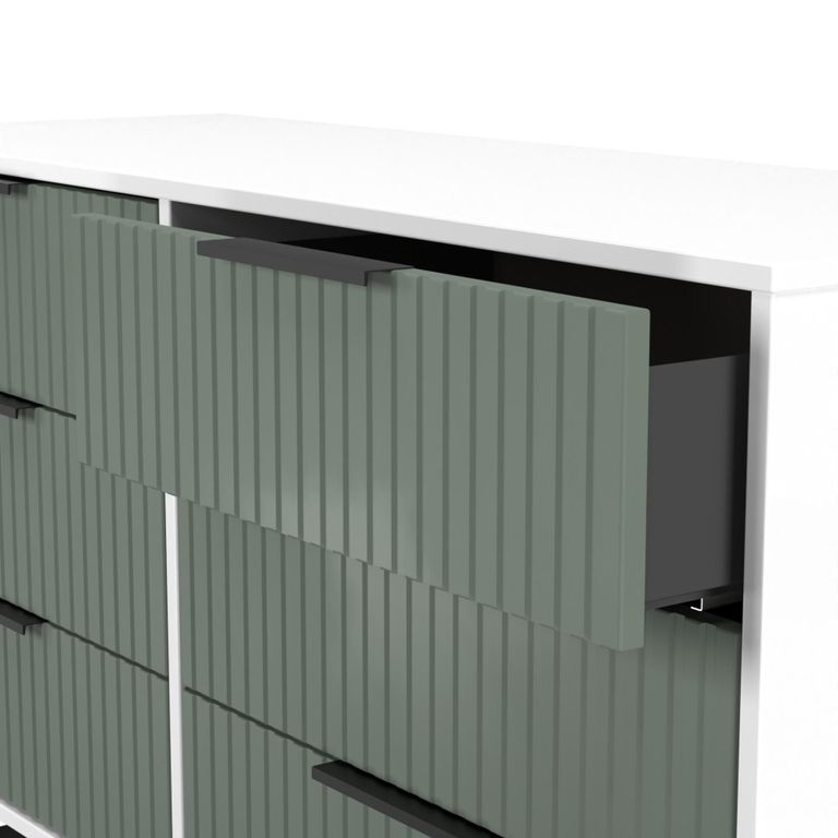Fluted Chest - 6 Drawer - Midi - Reed Green and White Matt
