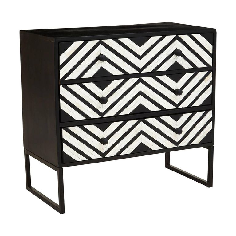 Fusion Chest - 3 Drawer - Black Bone Inlay