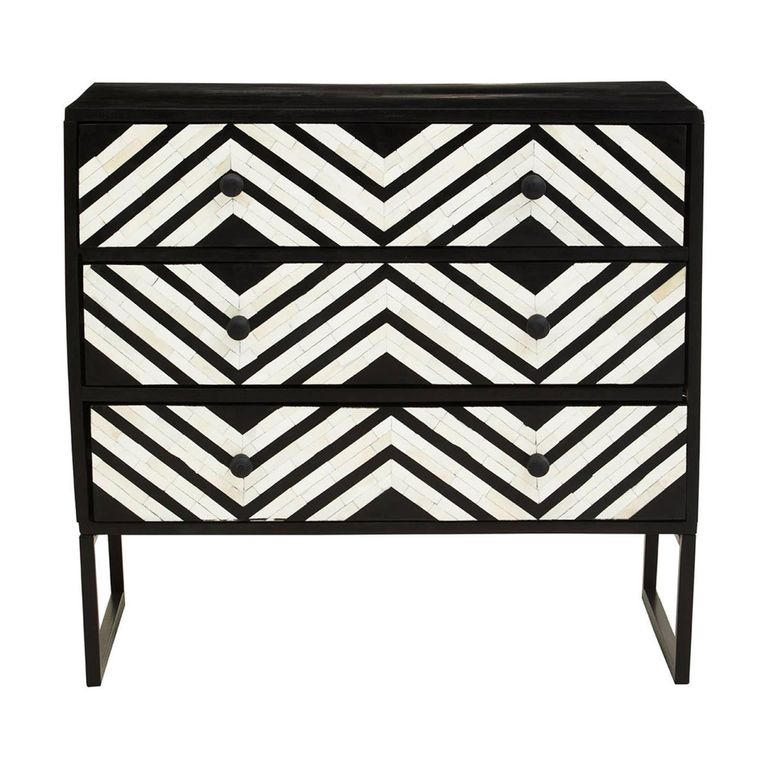 Fusion Chest - 3 Drawer - Black Bone Inlay