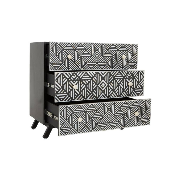 Fusion Chest - 3 Drawer - Black Mother of Pearl
