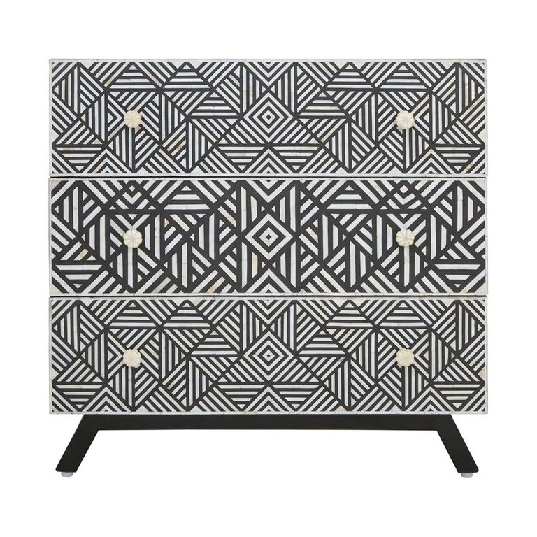Fusion Chest - 3 Drawer - Black Mother of Pearl