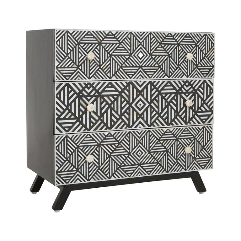 Fusion Chest - 3 Drawer - Black Mother of Pearl
