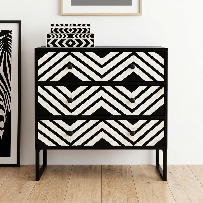 Fusion Chest - 3 Drawer - Black Bone Inlay