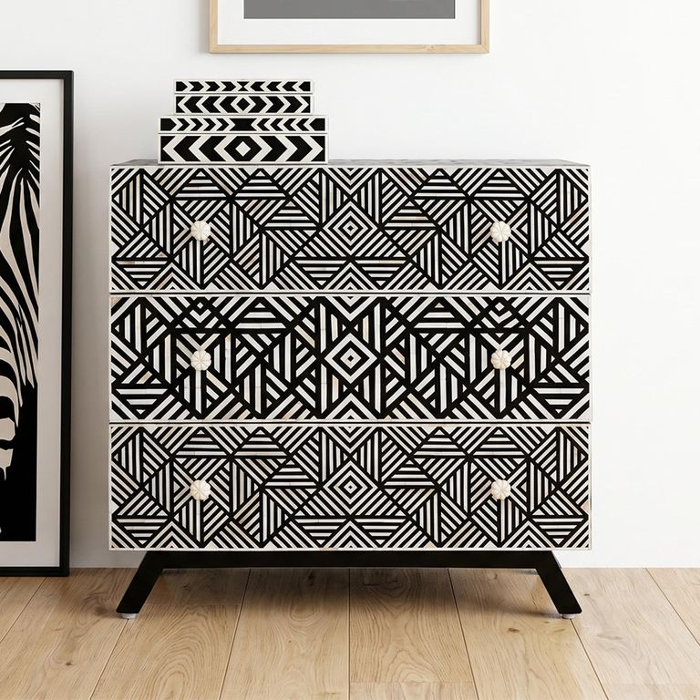Fusion Chest - 3 Drawer - Black Mother of Pearl