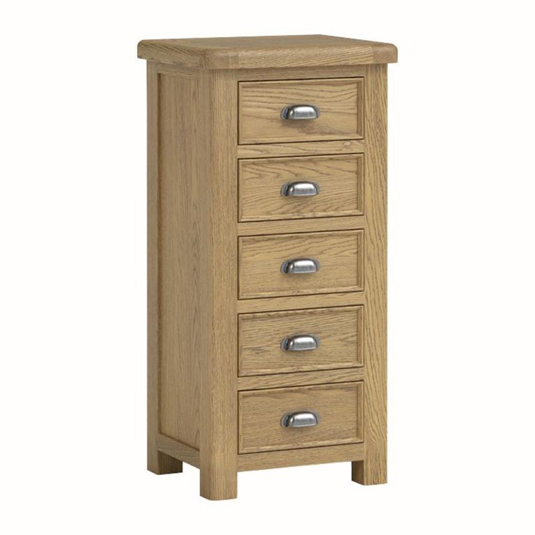 Dorchester Chest - 5 Drawer - Narrow - Rustic Oak
