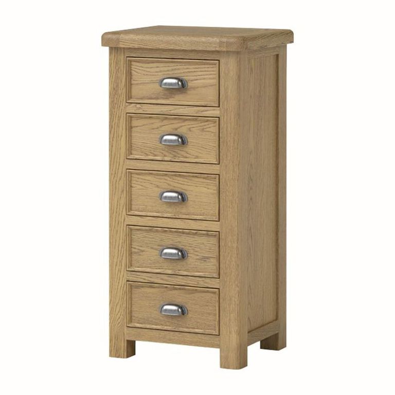 Dorchester Chest - 5 Drawer - Narrow - Rustic Oak